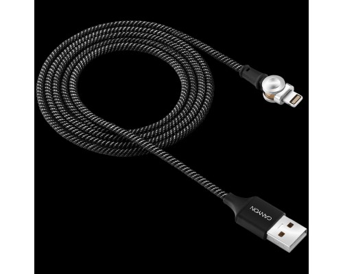 Кабель CANYON CFI-8 Rotating magnetic lightning charging cable (no data transfer), USB2.0, Power output 5V/2A, OD 3.2mm, with Short-circuit protection, cable length 1m, Black, 16*6*1000mm, 0.024kg