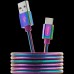 Кабель CANYON UC-7 Type C USB 2.0 standard cable, Power output 5V/9V 2A, OD 3.8mm, metal shell, cable length 1.2m, Rainbow, 14*6*1000mm, 0.04kg