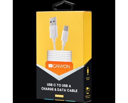 Кабель CANYON UC-1 Type C USB Standard cable, cable length 1m, White, 15*8.2*1000mm, 0.018kg