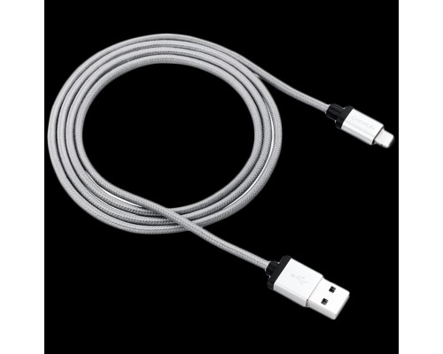 Кабель CANYON MFI-3 Charge & Sync MFI braided cable with metalic shell, USB to lightning, certified by Apple, 1m, 0.28mm, Dark gray