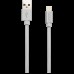 Кабель CANYON MFI-3 Charge & Sync MFI braided cable with metalic shell, USB to lightning, certified by Apple, cable length 1m, OD2.8mm, Pearl White