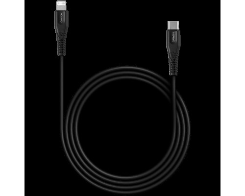 Кабель CANYON MFI-4 Type C Cable To MFI Lightning for Apple, PVC Mouling,Function:with full feature( data transmission and PD charging) Output:5V/2.4A , OD:3.5mm, cable length 1.2m, 0.026kg,Color:Black