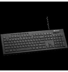 Клавиатура CANYON Multimedia wired keyboard, 104 keys, slim and brushed finish design, white backlight, chocolate key caps, RU layout (black), cable length 1.5m, 450*154*22.3mm, 0.53kg                                                                  