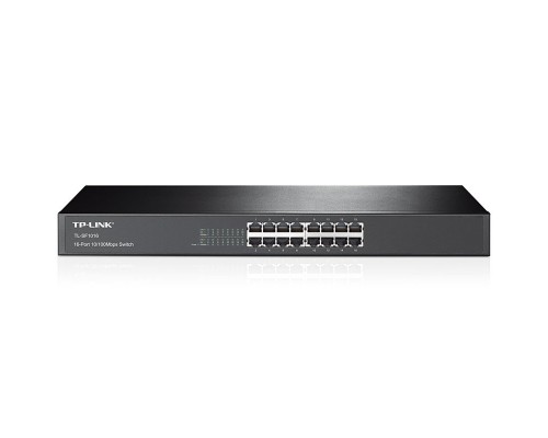 Коммутатор TL-SF1016  16-port 10/100M Switch, 16 10/100M RJ45 ports, 1U 19-inch rack-mountable steel case