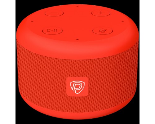 Умная колонка Prestigio Smartvoice, smart speaker with Marusia voice assistant, 1x3W sound power, 4 sensitive microphones, Wi-Fi/Bluetooth modes, AUX port, 3 month of VK Combo included, compact design, red color.