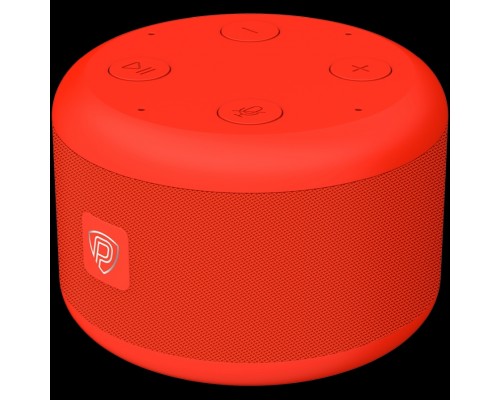 Умная колонка Prestigio Smartvoice, smart speaker with Marusia voice assistant, 1x3W sound power, 4 sensitive microphones, Wi-Fi/Bluetooth modes, AUX port, 3 month of VK Combo included, compact design, red color.