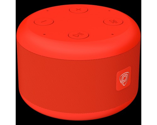Умная колонка Prestigio Smartvoice, smart speaker with Marusia voice assistant, 1x3W sound power, 4 sensitive microphones, Wi-Fi/Bluetooth modes, AUX port, 3 month of VK Combo included, compact design, red color.