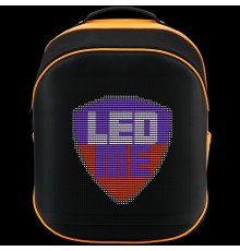 Рюкзак Prestigio LEDme MAX backpack, animated backpack with LED display, Nylon+TPU material, connection via bluetooth, Dimensions 42*31.5*20cm, LED display 64*64 pixels, orange color.                                                                   