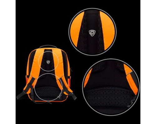 Рюкзак Prestigio LEDme MAX backpack, animated backpack with LED display, Nylon+TPU material, connection via bluetooth, Dimensions 42*31.5*20cm, LED display 64*64 pixels, orange color.