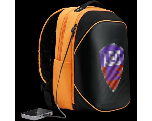 Рюкзак Prestigio LEDme MAX backpack, animated backpack with LED display, Nylon+TPU material, connection via bluetooth, Dimensions 42*31.5*20cm, LED display 64*64 pixels, orange color.