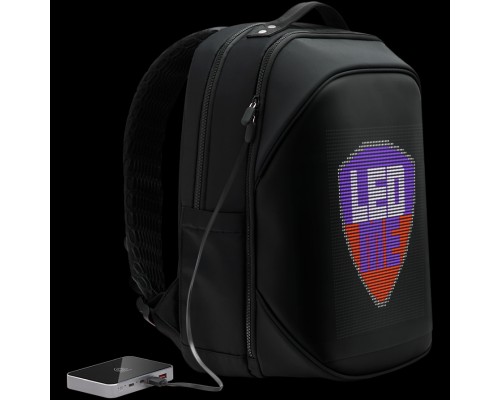 Рюкзак Prestigio LEDme MAX backpack, animated backpack with LED display, Nylon+TPU material, connection via bluetooth, dimensions 42*31.5*20cm, LED display 64*64 pixels, black color.