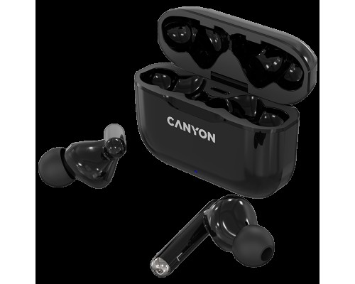 Гарнитура Canyon TWS-3 Bluetooth headset, with microphone, BT V5.0, Bluetrum AB5376A2, battery EarBud 40mAh*2+Charging Case 300mAh, cable length 0.3m, 62*22*46mm, 0.046kg, Black