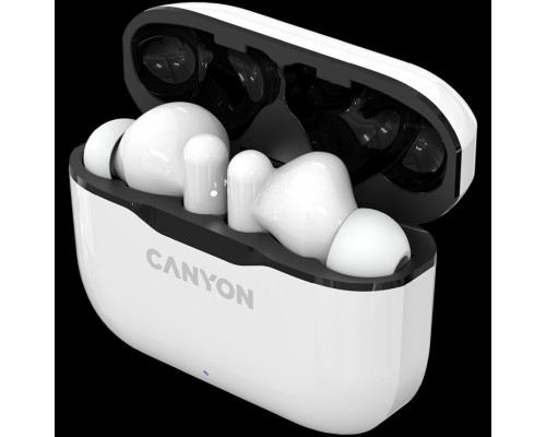 Гарнитура Canyon TWS-3 Bluetooth headset, with microphone, BT V5.0, Bluetrum AB5376A2, battery EarBud 40mAh*2+Charging Case 300mAh, cable length 0.3m, 62*22*46mm, 0.046kg, White