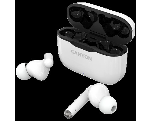 Гарнитура Canyon TWS-3 Bluetooth headset, with microphone, BT V5.0, Bluetrum AB5376A2, battery EarBud 40mAh*2+Charging Case 300mAh, cable length 0.3m, 62*22*46mm, 0.046kg, White
