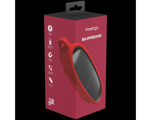 Портативная аккустика Prestigio Supreme, 2-in-1 bluetooth speakers with magnets, TWS, 1000mAH battery, with Type-C port,  Type-C to USB Cable 1.5M, Dimension 69*96*65mm, red color.