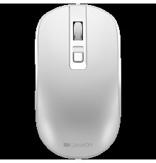 Мышь CANYON MW-18 2.4GHz Wireless Rechargeable Mouse with Pixart sensor, 4keys, Silent switch for right/left keys,DPI: 800/1200/1600, Max. usage 50 hours for one time full charged, 300mAh Li-poly battery, Pearl-White, cable length 0.6m, 116.4*63.3*32