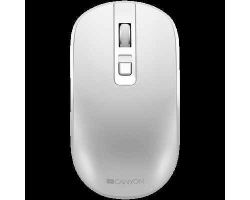 Мышь CANYON MW-18 2.4GHz Wireless Rechargeable Mouse with Pixart sensor, 4keys, Silent switch for right/left keys,DPI: 800/1200/1600, Max. usage 50 hours for one time full charged, 300mAh Li-poly battery, Pearl-White, cable length 0.6m, 116.4*63.3*32