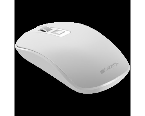 Мышь CANYON MW-18 2.4GHz Wireless Rechargeable Mouse with Pixart sensor, 4keys, Silent switch for right/left keys,DPI: 800/1200/1600, Max. usage 50 hours for one time full charged, 300mAh Li-poly battery, Pearl-White, cable length 0.6m, 116.4*63.3*32