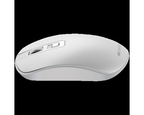 Мышь CANYON MW-18 2.4GHz Wireless Rechargeable Mouse with Pixart sensor, 4keys, Silent switch for right/left keys,DPI: 800/1200/1600, Max. usage 50 hours for one time full charged, 300mAh Li-poly battery, Pearl-White, cable length 0.6m, 116.4*63.3*32