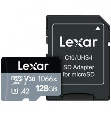 Карта памяти LEXAR Professional 1066x 128GB microSDHC/microSDXC UHS-I Card SILVER Series with adapter EAN: 843367121915                                                                                                                                   