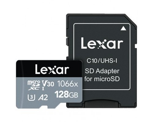 Карта памяти LEXAR Professional 1066x 128GB microSDHC/microSDXC UHS-I Card SILVER Series with adapter EAN: 843367121915
