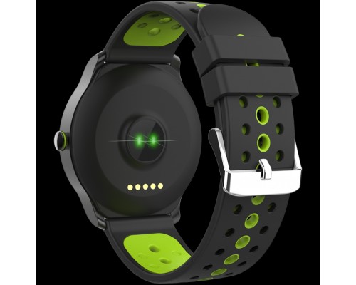 Смарт-часы CANYON Oregano SW-81 Smart watch, 1.3inches IPS full touch screen, Alloy+plastic body,IP68 waterproof, multi-sport mode with swimming mode, compatibility with iOS and android,Black-Green with extra belt, Host: 262x43.6x12.5mm, Strap: 240x2