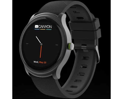 Смарт-часы CANYON Oregano SW-81 Smart watch, 1.3inches IPS full touch screen, Alloy+plastic body,IP68 waterproof, multi-sport mode with swimming mode, compatibility with iOS and android,Black-Green with extra belt, Host: 262x43.6x12.5mm, Strap: 240x2
