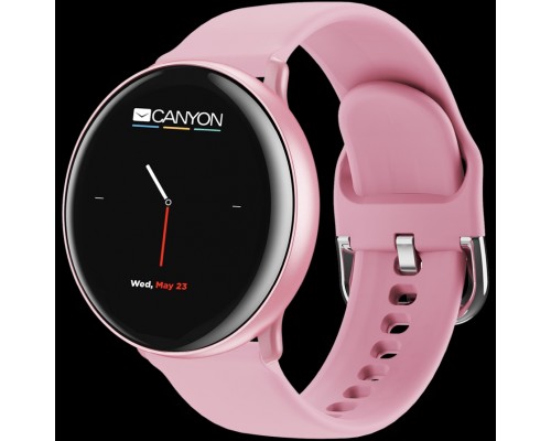 Смарт-часы CANYON Marzipan SW-75 Smart watch, 1.22inches IPS full touch screen, aluminium+plastic body,IP68 waterproof, multi-sport mode with swimming mode, compatibility with iOS and android,Pink with extra pink leather belt, Host: 41.5x11.6mm, Stra