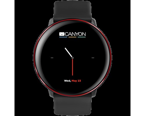 Смарт-часы CANYON Marzipan SW-75 Smart watch, 1.22inches IPS full touch screen, aluminium+plastic body,IP68 waterproof, multi-sport mode with swimming mode, compatibility with iOS and android,black-red body with extra black leather belt, Host: 41.5x1