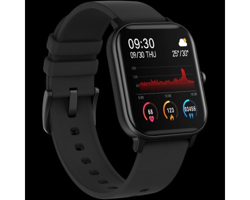 Смарт-часы Smart watch, 1.3inches TFT full touch screen, Zinic+plastic body, IP67 waterproof, multi-sport mode, compatibility with iOS and android, black body with black silicon belt, Host: 43*37*9mm, Strap: 230x20mm, 45g