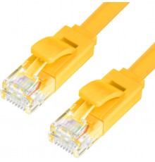 Патчкорд Greenconnect PROF плоский прямой 5.0m, UTP медь кат.6, желтый, позолоченные контакты, 30 AWG, GCR-LNC622-5.0m, ethernet high speed 10 Гбит/с, RJ45, T568B                                                                                        