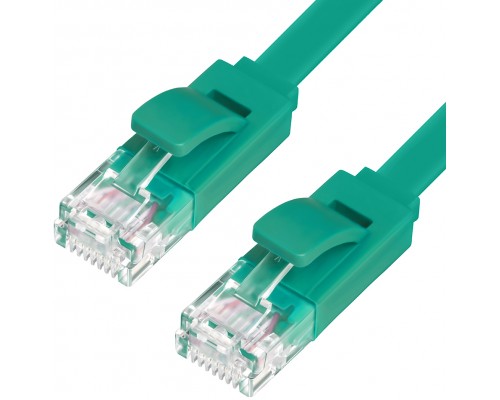 Патчкорд Greenconnect PROF плоский прямой 5.0m, UTP медь кат.6, зеленый, позолоченные контакты, 30 AWG, GCR-LNC625-5.0m, ethernet high speed 10 Гбит/с, RJ45, T568B