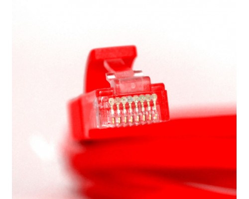 Патчкорд Greenconnect прямой 5.0m UTP кат.6, красный, позолоченные контакты, 24 AWG, литой, GCR-LNC604-5.0m, ethernet high speed, RJ45, T568B