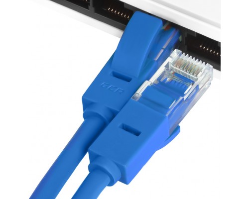 Патчкорд Greenconnect прямой 7.5m UTP кат.6, синий, позолоченные контакты, 24 AWG, литой, GCR-LNC601-7.5m, ethernet high speed, RJ45, T568B