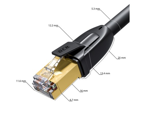 Патчкорд GCR PROF прямой 3.0m, FTP медь кат.6, позолоч. контакты и  коннектор, 25 AWG, Deluxe ethernet high speed 10 Гбит/с, RJ45, T568B, GCR-52550