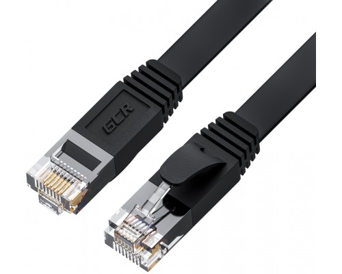 Патчкорд GCR PROF плоский прямой 3.0m, UTP медь кат.6, черный, 30 AWG, ethernet high speed 10 Гбит/с, RJ45, T568B, GCR-52870