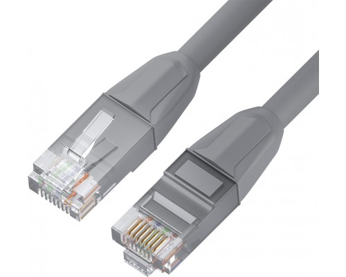 Патчкорд GCR прямой 5.0m LSZH UTP кат.6, серый, 24 AWG, литой без фиксатора, ethernet high speed, RJ45, T568B