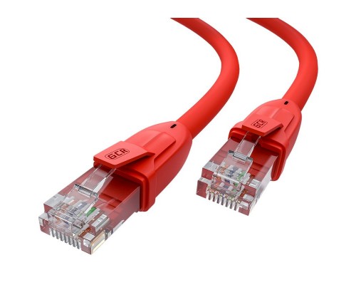 Патчкорд GCR прямой 5.0m UTP кат.6, красный, 24 AWG, литой, ethernet high speed, RJ45, T568B