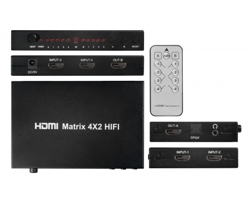 Матричный переключатель Greenconnect HDMI 4 к 2 серия Greenline GL-v402A