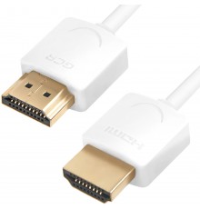 Ультратонкий кабель GCR  HDMI2.0 для AppleTV, SLIM, 1.5m, белый, OD3.8mm, HDR 4:2:0, Ultra HD, 4K60Hz, 18.0 Гбит/с, 32/32 AWG                                                                                                                             