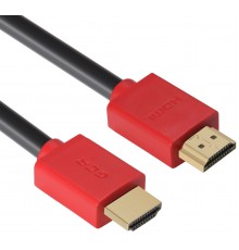 Кабель Greenconnect 1.0m HDMI версия 2.0, HDR 4:2:2, Ultra HD, 4K 60 fps 60Hz/5K*30Hz, 3D, AUDIO, 18.0 Гбит/с, 28/28 AWG, OD7.3mm, тройной экран, черный, красные коннекторы, GCR-HM451-1.0m                                                              