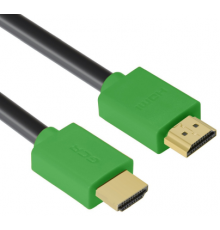 Кабель Greenconnect 0.5m HDMI версия 2.0, HDR 4:2:2, Ultra HD, 4K 60 fps 60Hz/5K*30Hz, 3D, AUDIO, 18.0 Гбит/с, 28/28 AWG, OD7.3mm, тройной экран, черный, зеленые коннекторы, GCR-HM421-0.5m                                                              