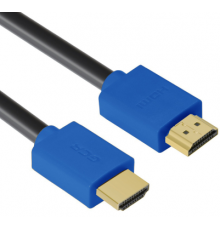 Кабель Greenconnect 0.5m HDMI версия 2.0, HDR 4:2:2, Ultra HD, 4K 60 fps 60Hz/5K*30Hz, 3D, AUDIO, 18.0 Гбит/с, 28/28 AWG, OD7.3mm, тройной экран, черный, синие коннекторы, GCR-HM431-0.5m                                                                