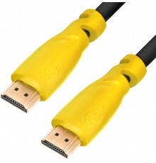 Кабель Greenconnect 1.0m HDMI версия 2.0, HDR 4:2:2, Ultra HD, 4K 60 fps 60Hz/5K*30Hz, 3D, AUDIO, 18.0 Гбит/с, 28/28 AWG, OD7.3mm, тройной экран, черный, желтые коннекторы, GCR-HM341-1.0m                                                               