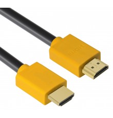 Кабель Greenconnect 0.5m HDMI версия 2.0, HDR 4:2:2, Ultra HD, 4K 60 fps 60Hz/5K*30Hz, 3D, AUDIO, 18.0 Гбит/с, 28/28 AWG, OD7.3mm, тройной экран, черный, желтые коннекторы, GCR-HM441-0.5m                                                               