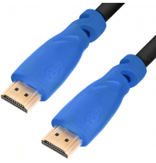 Кабель Greenconnect 0.3m HDMI версия 2.0, HDR 4:2:2, Ultra HD, 4K 60 fps 60Hz/5K*30Hz, 3D, AUDIO, 18.0 Гбит/с, 28/28 AWG, OD7.3mm, тройной экран, черный, синие коннекторы, GCR-HM331-0.3m                                                                