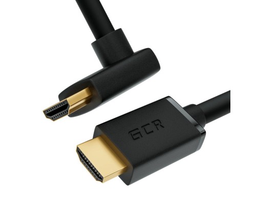 Кабель GCR 1.0m HDMI 2.0, M/M верхний угол, черный нейлон, HDR 4:2:2, Ultra HD, 4K 60 fps 60Hz/5K*30Hz, 3D, AUDIO, 18.0 Гбит/с, 28/28 AWG, GCR-53290