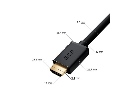 Кабель GCR 0.5m HDMI 2.0, M/M верхний угол, черный нейлон, HDR 4:2:2, Ultra HD, 4K 60 fps 60Hz/5K*30Hz, 3D, AUDIO, 18.0 Гбит/с, 28/28 AWG, GCR-53291