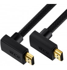 Кабель GCR 1.0m HDMI 2.0, M верхний угол /M верхний угол, черный, HDR 4:2:2, Ultra HD, 4K 60 fps 60Hz/5K*30Hz, 3D, AUDIO, 18.0 Гбит/с, 28/28 AWG, GCR-52309                                                                                               