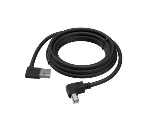 Кабель Greenconnect 0.5m USB 2.0, AM угловой/BM угловой, черный, 28/28 AWG, экран, армированный, морозостойкий, GCR-AUPC5AM-BB2S-0.5m